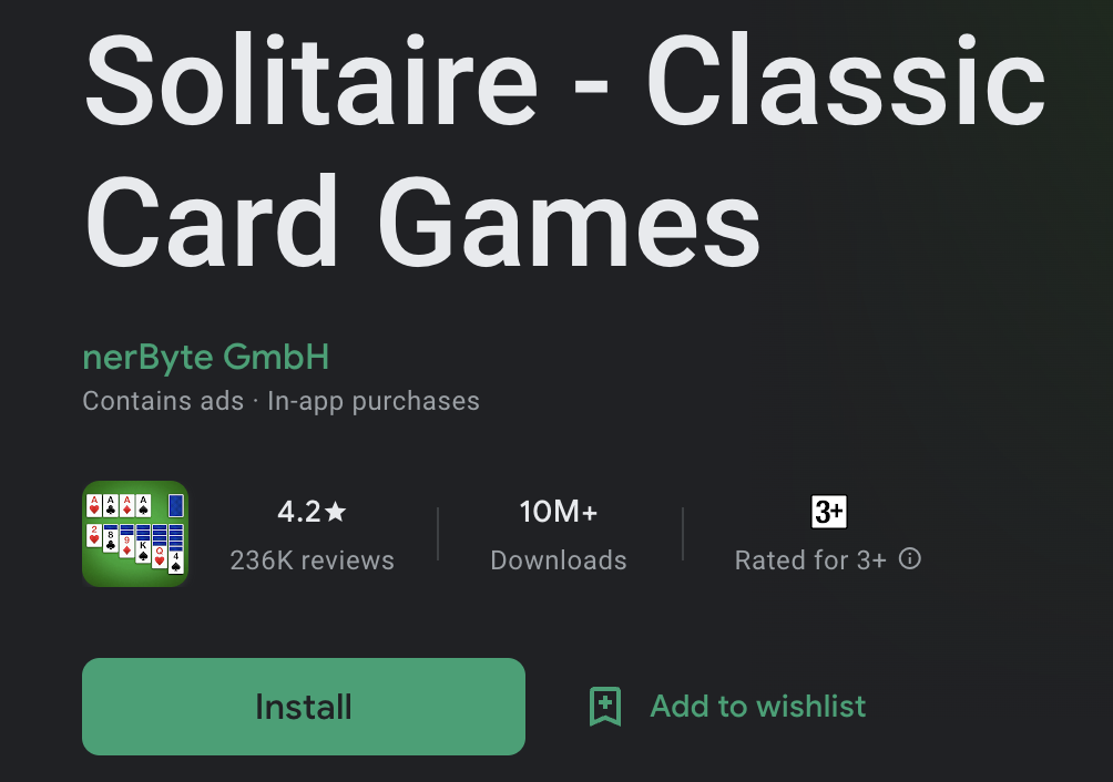 App Title Solitaire Games Example